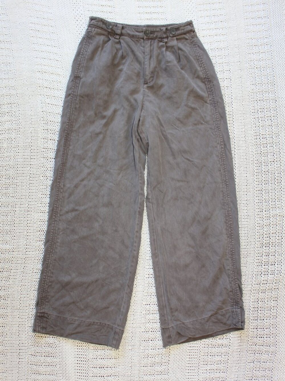 Only Wide Leg High-waisted Trousers Charcoal Gray Front Pleats Pants size Small